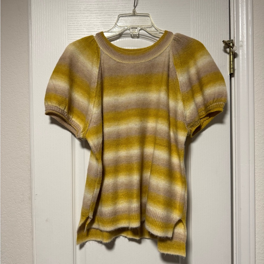 Universal Thread Yellow and Gray Striped Knit Top